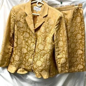 Valentine satin lined 2 piece skirt suit ladies sz 10